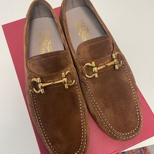 Salvatore Ferragamo habana suede calf slide